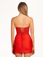 Blanche | Red Sheath Beaded Satin and Lace Homecoming Dress - KissProm