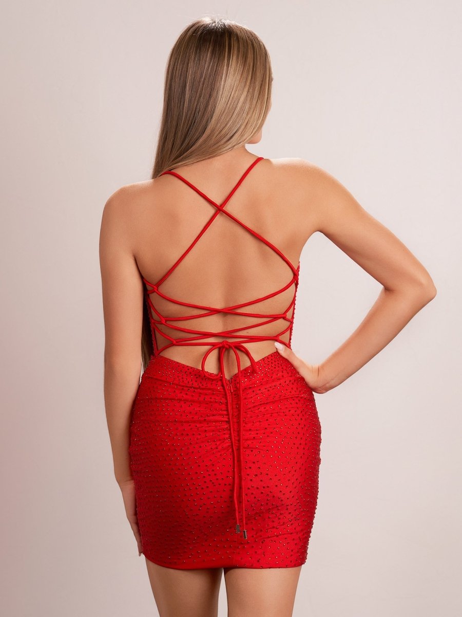 Blythe |Sheath Red Fitted Short Homecoming Dress With Beads - KissProm