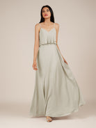 KissDress-Branwyn Dove Gray A Line V Neck Chiffon Long Bridesmaid Dress with Ruffles