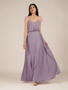 KissDress-Branwyn Dusk A Line V Neck Chiffon Long Bridesmaid Dress with Ruffles
