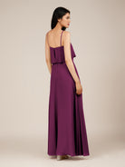 KissDress-Branwyn Fig A Line V Neck Chiffon Long Bridesmaid Dress with Ruffles