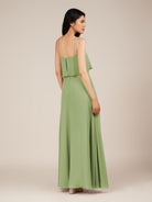 KissDress-Branwyn Matcha A Line V Neck Chiffon Long Bridesmaid Dress with Ruffles