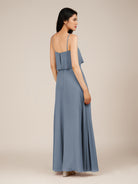 KissDress-Branwyn Neptune A Line V Neck Chiffon Long Bridesmaid Dress with Ruffles