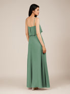 KissDress-Branwyn Sea Glass A Line V Neck Chiffon Long Bridesmaid Dress with Ruffles