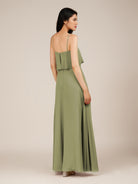 KissDress-Branwyn Thyme A Line V Neck Chiffon Long Bridesmaid Dress with Ruffles