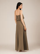 KissDress-Branwyn Willow Green A Line V Neck Chiffon Long Bridesmaid Dress with Ruffles