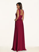KissDress-Breona Berry A Line Chiffon Off the Shoulder Twisted Long Bridesmaid Dress