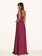 KissDress-Breona Desert Rose A Line Chiffon Off the Shoulder Twisted Long Bridesmaid Dress