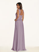 KissDress-Breona Dusk A Line Chiffon Off the Shoulder Twisted Long Bridesmaid Dress
