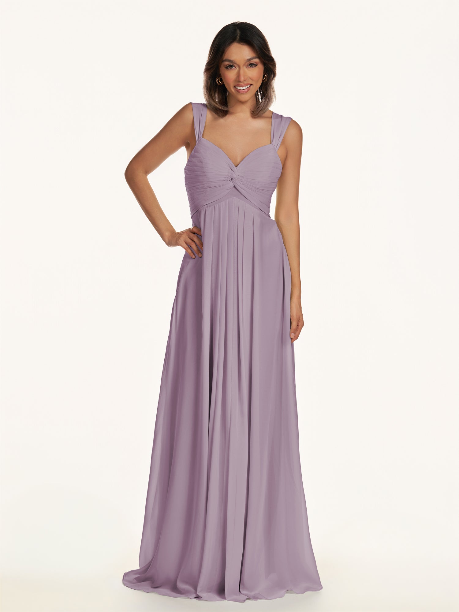 KissDress-Breona Dusk A Line Chiffon Off the Shoulder Twisted Long Bridesmaid Dress