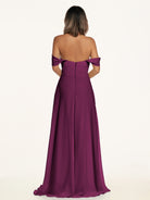 KissDress-Breona Fig A Line Chiffon Off the Shoulder Twisted Long Bridesmaid Dress