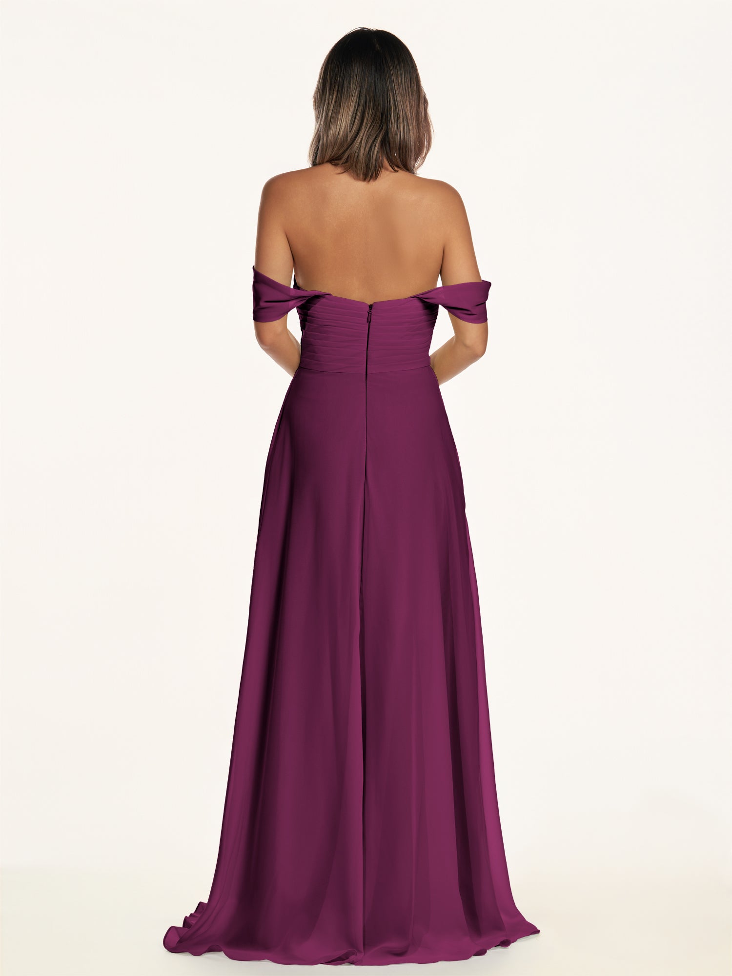 KissDress-Breona Fig A Line Chiffon Off the Shoulder Twisted Long Bridesmaid Dress