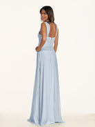 KissDress-Breona Ice A Line Chiffon Off the Shoulder Twisted Long Bridesmaid Dress