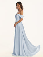 KissDress-Breona Ice A Line Chiffon Off the Shoulder Twisted Long Bridesmaid Dress