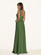KissDress-Breona Moss A Line Chiffon Off the Shoulder Twisted Long Bridesmaid Dress