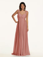 KissDress-Breona Mulberry A Line Chiffon Off the Shoulder Twisted Long Bridesmaid Dress