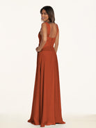 KissDress-Breona Spice A Line Chiffon Off the Shoulder Twisted Long Bridesmaid Dress