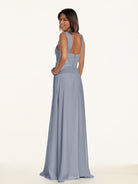 KissDress-Breona Twilight A Line Chiffon Off the Shoulder Twisted Long Bridesmaid Dress