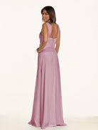 KissDress-Breona Vintage Mauve A Line Chiffon Off the Shoulder Twisted Long Bridesmaid Dress