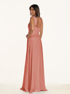 KissDress-Breona Wild Rose A Line Chiffon Off the Shoulder Twisted Long Bridesmaid Dress