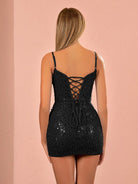 Briella | Sheath Spaghetti Straps Sequins Short Homecoming Dress - KissProm