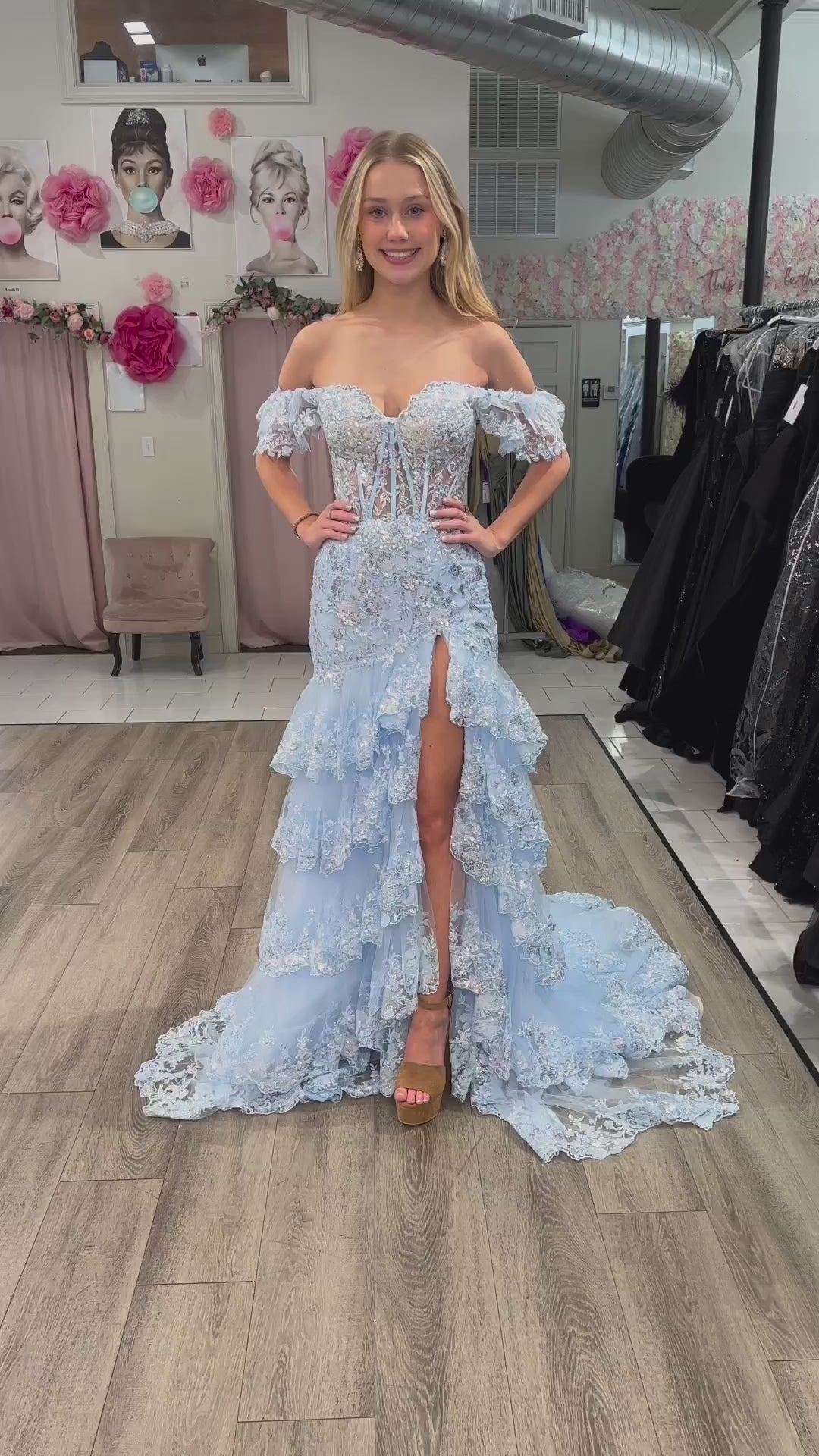 Sheath Off the Shoulder Long Lace Prom Dress (Lace-up Back)