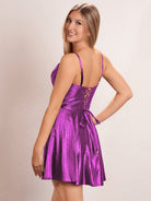 Cailyn | Hot Fix A - line Deep V illusion Short Beaded Homecoming Dress - KissProm