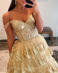 Princess Off the Shoulder Sequined Lace Prom Dress