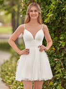 Celeste | A - Line Deep V Neck Ruched Short Homecoming Dress - KissProm