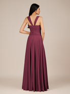 KissDress-Cerelia Desert Rose A Line V Neck Chiffon Long Bridesmaid Dress with Pleats