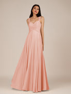 KissDress-Cerelia Rose Petal A Line V Neck Chiffon Long Bridesmaid Dress with Pleats