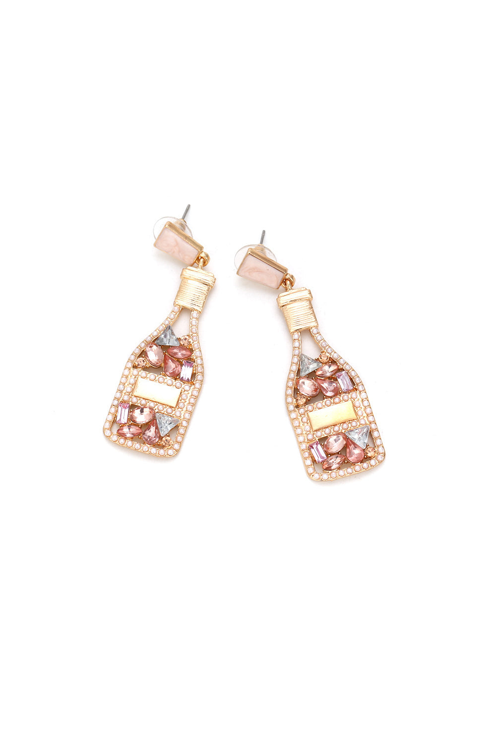 Champagne Bottle Earrings Rhinestone Crystal