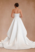 Lenny | White Strapless Satin A - Line Wedding Dresses - KissProm