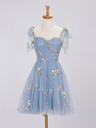 Claire | Aline Short Sweetheart Tulle Floral Homecoming Dress - KissProm