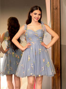 Claire | A Line Sweetheart Tulle Floral Short Homecoming Dress - KissProm