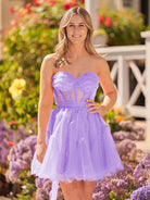 Clarissa |A Line Fuchsia Tulle Strapless Homecoming Dress - KissProm
