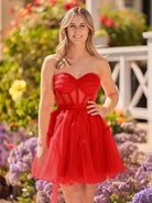 Clarissa |A Line Fuchsia Tulle Strapless Homecoming Dress - KissProm