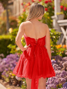 Clarissa |A Line Fuchsia Tulle Strapless Homecoming Dress - KissProm