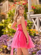 Clarissa |A Line Fuchsia Tulle Strapless Homecoming Dress - KissProm