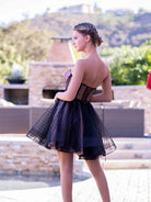 Corset Dotted Tulle Short Length Tulle Homecoming Dress - KissProm