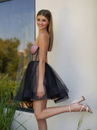 Corset Dotted Tulle Short Length Tulle Homecoming Dress - KissProm