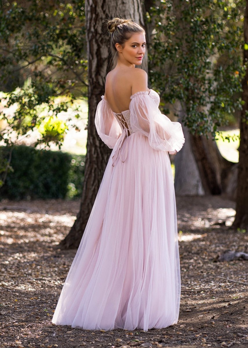 A-line Corset Off The Shoulder Floor Length Tulle Prom Dress with lace KissDress A-line Corset Off The Shoulder Floor Length Tulle Prom Dress with lace KissDress