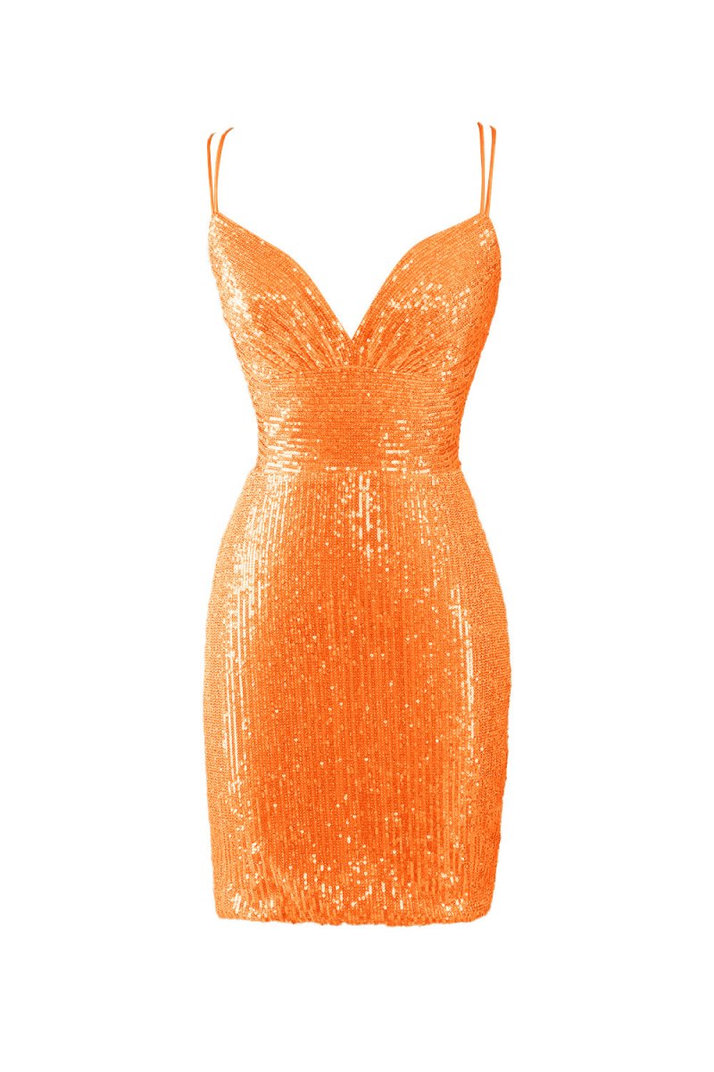 Nigella |Bodycon V Neck Blue Sequins Homecoming Dress - KissProm