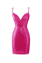 Nigella |Bodycon V Neck Blue Sequins Homecoming Dress - KissProm