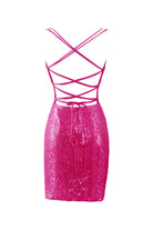 Nigella |Bodycon V Neck Blue Sequins Homecoming Dress - KissProm