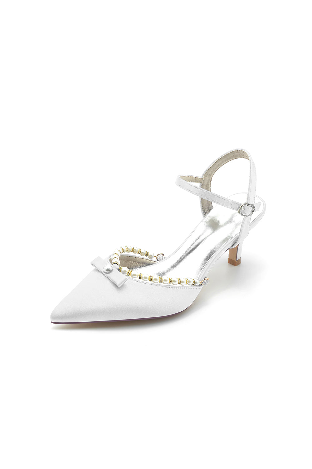 Pearl Satin Pointed Toe High Heels