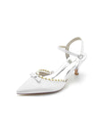Pearl Satin Pointed Toe High Heels