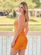Damaris | Pink Tight Short Lace Homecoming Dress with Appliques - KissProm
