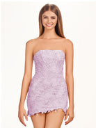 Damaris | Blue Tight Lace Short Homecoming Dress with Appliques - KissProm