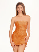 Damaris | Blue Tight Lace Short Homecoming Dress with Appliques - KissProm